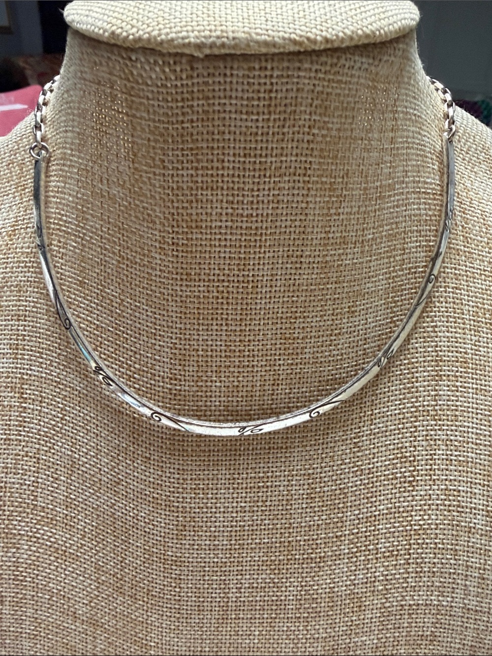 Brighten Elegant Silver-Tone Curved Collar Necklace